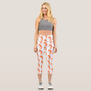Leggings Capri Caricature de bulles d'hippocampe orange