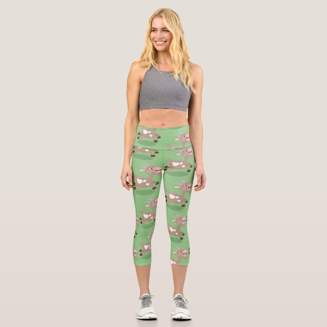 Leggings Capri Caricature de chèvre billy joyeux (Recto)