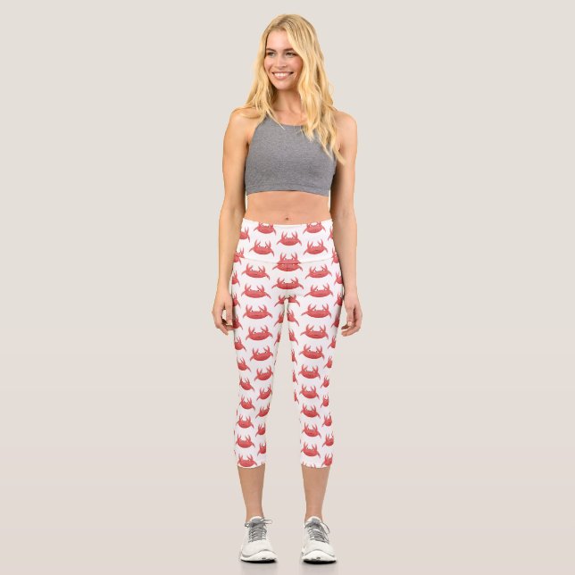 Leggings Capri Caricature de crabe rouge cuite (Recto)