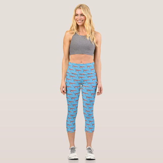 Leggings Capri Caricature de l'avion à train de vélo (Recto)