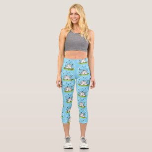 Leggings Capri Caricature de moutons mignons amis et papillons
