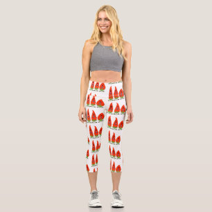 Leggings Capri Caricature de piments chantants mignons