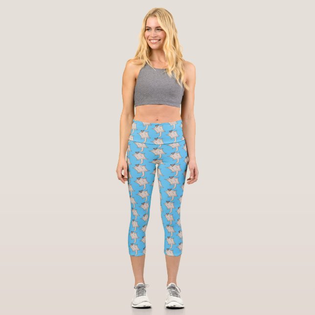 Leggings Capri Caricature de planeur de sucre volant mignon (Recto)