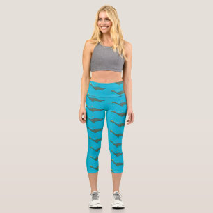 Leggings Capri Caricature de plesiosaure, monstre marin mignon et