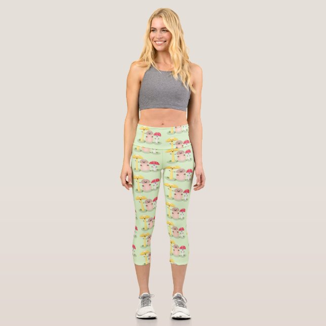 Leggings Capri Caricature des champignons de champignons de cave  (Recto)