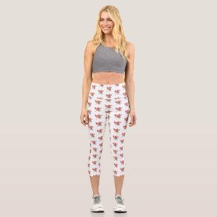 Leggings Capri Caricature d'oiseau rouge chantant mignon
