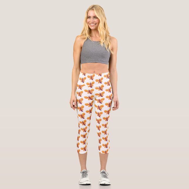 Leggings Capri Caricature joli papillon orange (Recto)