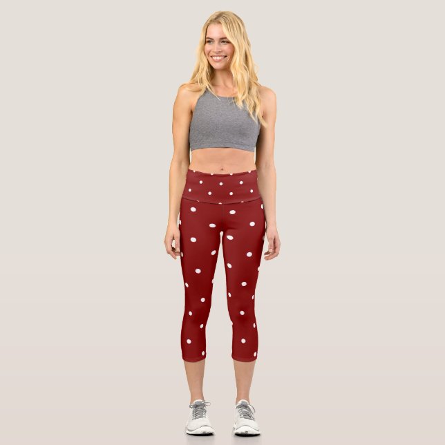 Leggings Capri Carmine Points rouges et blancs (Recto)