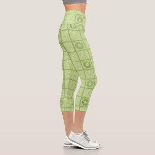 Leggings Capri Carreau motif vert de William Morris Diaper