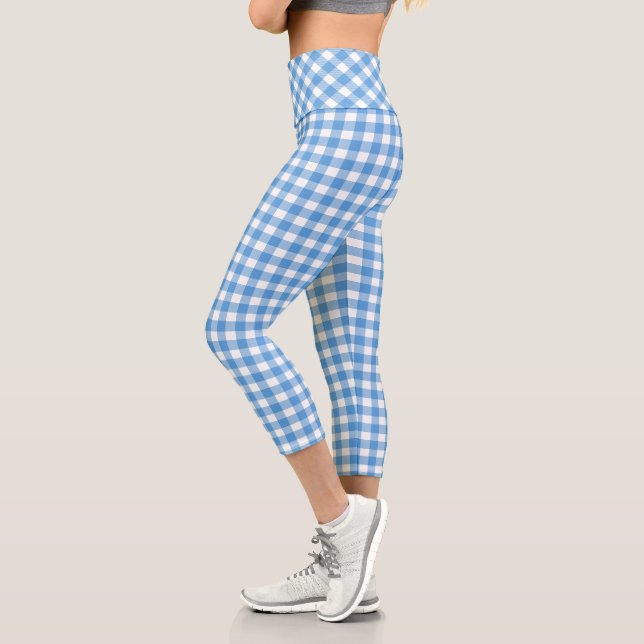 Leggings Capri Carreaux Buffle Bleu et Blanc (Gauche)