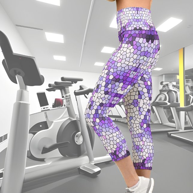 Leggings Capri Carreaux violets - mosaïque, style grec, (Créateur téléchargé)