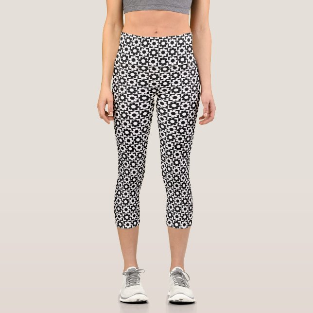 Leggings Capri Carrés d'alimentation des fleurs (Recto)
