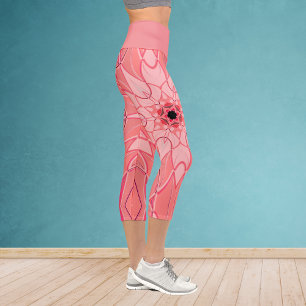 Leggings Capri Carton Mandala Flower Pink