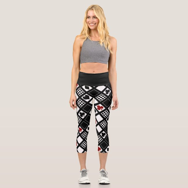 Leggings Capri Casino jouer aux cartes costume coeur croix clubs  (Recto)