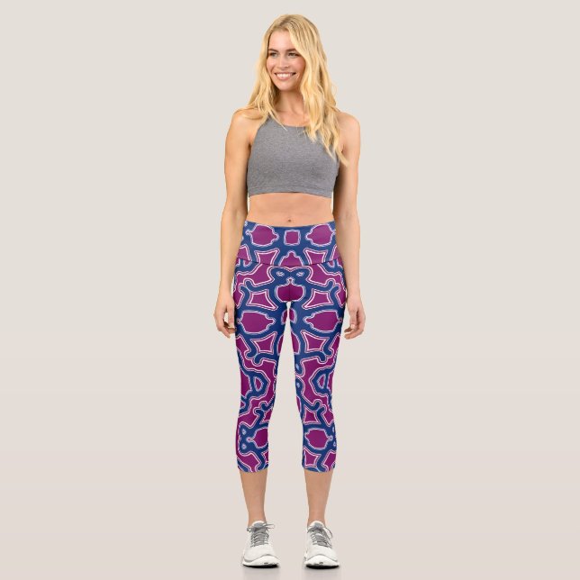 Leggings Capri Casquette de motif de tissu Capris haut taille, Mu (Recto)