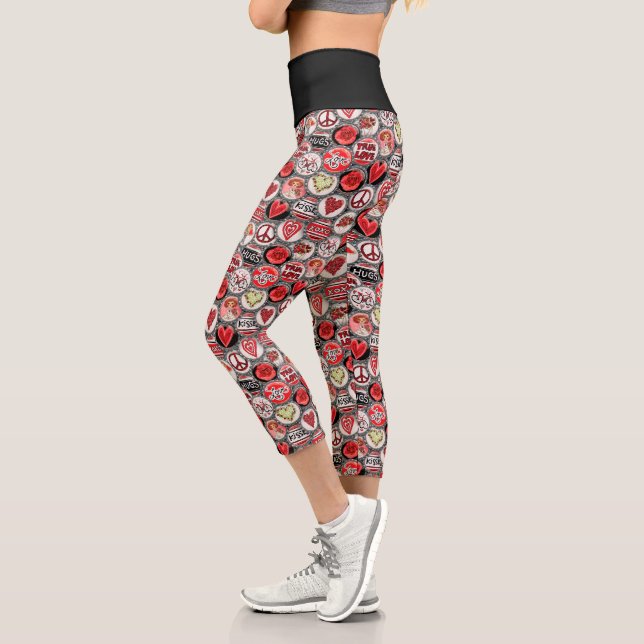 Leggings Capri Casquette Motif de la bouteille de paix de Coeur R (Gauche)