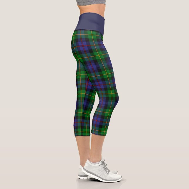 Leggings Capri Cataran Vert De La Marine Plaid Capris Haute Taill (Droite)