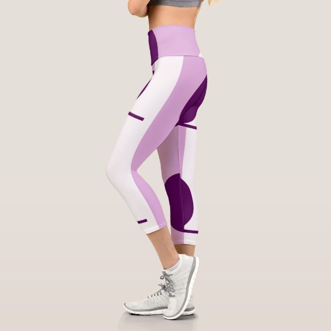 Leggings Capri Cercle d'art Abstrait violet rose blanc (Gauche)