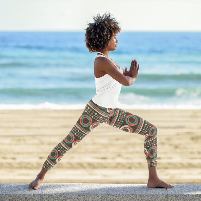 Leggings Capri Cercles Geo Retro (Créateur téléchargé)