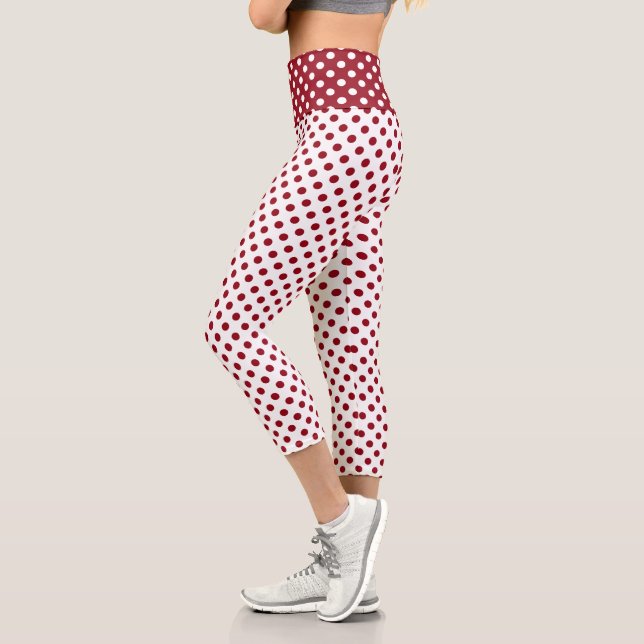 Leggings Capri Cercles Pois rouges Crimson (Gauche)