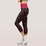 Leggings Capri Cerises D'Aquarelle Noire Et Rouge<br><div class="desc">Cute Noir Et Rouge Aquarelle Cerises Capri Leggings</div>