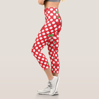 Leggings Capri Cerises Vintage et Points à pois