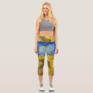 Leggings Capri Champ de blé de Van Gogh peinture impressionniste