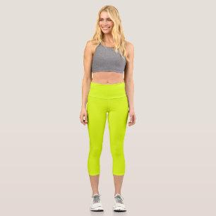 Leggings Capri Chartreuse Couleur jaune uni