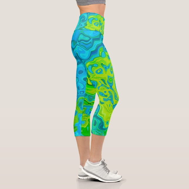 Leggings Capri Chartreuse Groovy et Tourbillon de Liquide Aquamar (Droite)