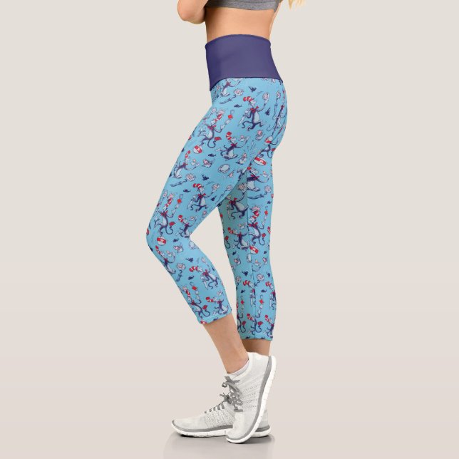 Leggings Capri Chat Dans Le Casquette | Motif bleu (Gauche)