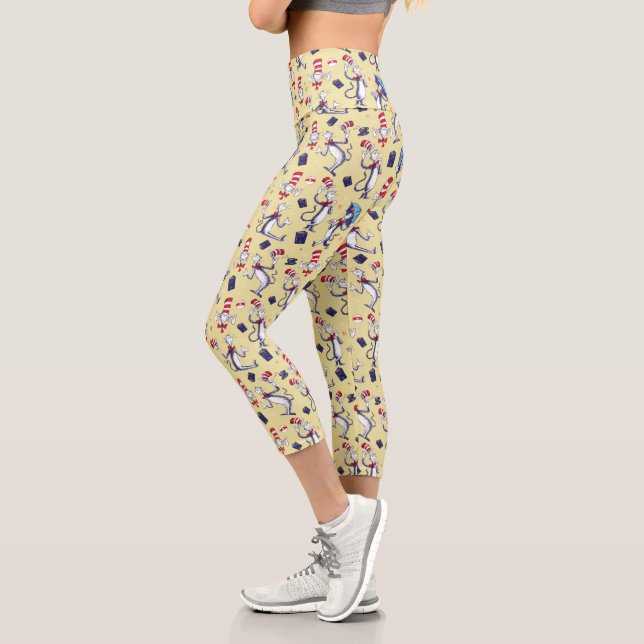 Leggings Capri Chat dans le Chapeau | Motif Jaune (Gauche)
