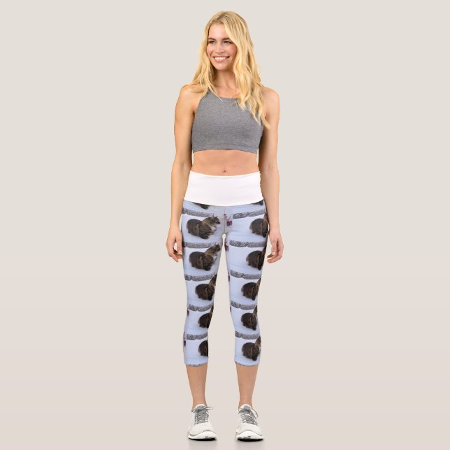 Leggings Capri chat des forêts norvégiennes dans la neige (Recto)