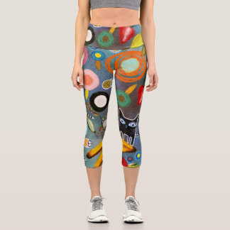 LEGGINGS CAPRI CHAT FLEURS OISEAUX FRUITS