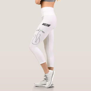 Leggings Capri Chat noir mince Meow Meow Eyes vert