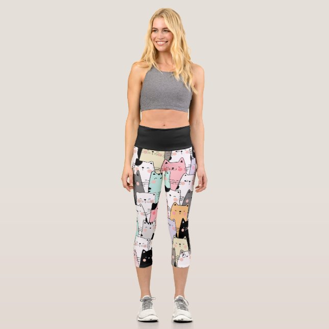 Leggings Capri Chats heureux (Recto)