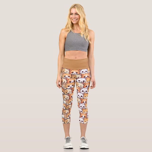 Leggings Capri Chats mignons chaton orange chaton animal Motif sa (Recto)