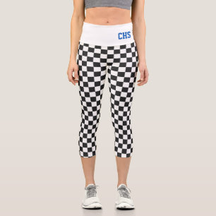 Leggings Capri Checker Sports Équipe Couleurs École Initiales Pla