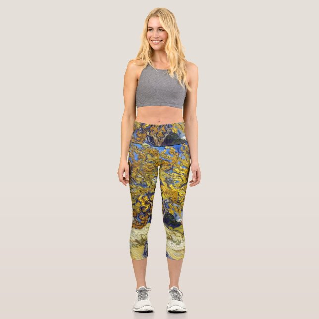 Leggings Capri Chef-d'œuvre d'art du mûrier de Van Gogh (Recto)