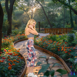 Leggings Capri Chêne en fleurs : Motif géométrique floral