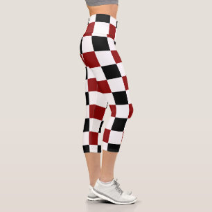 Leggings Capri Chèque noir rouge blanc