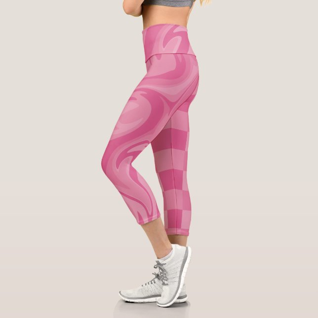 Leggings Capri Chèques et persiennes - Rose (Gauche)