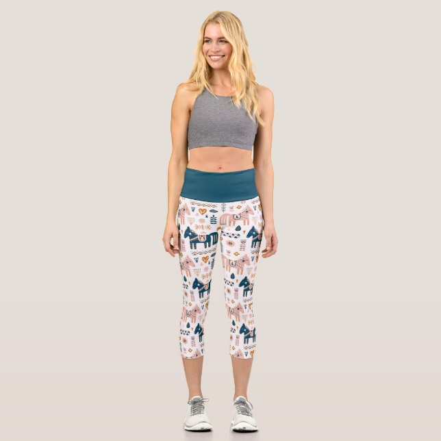 Leggings Capri Cheval nordique du Folkart (Recto)