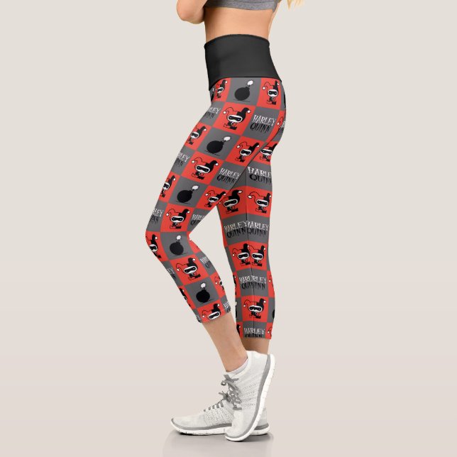 Leggings Capri Chibi Harley Quinn Checker Pattern (Gauche)