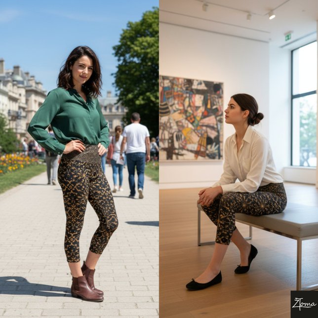 Leggings Capri Chic Gold & Black Capris (Créateur téléchargé)