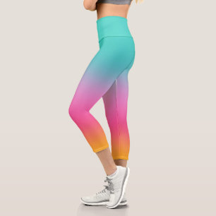 Leggings Capri Chic Ombre Aqua Rose Et Jaune
