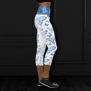 Leggings Capri Chic papillon Bleu classique et blanc
