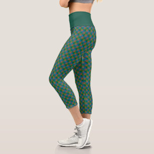 Leggings Capri Chic Plaid Motif - Rouge et Vert Elegant Tartan