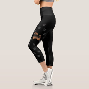 Leggings Capri Chien de dessin animé Lhasa Apso Sable Rouge & Pat