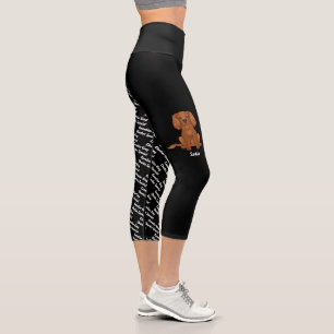 Leggings Capri Chien de dessin animé Ruby Cavalier & nom et race