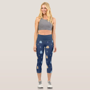 Leggings Capri Chien Lhasa Apso motif bleu arrière - plan